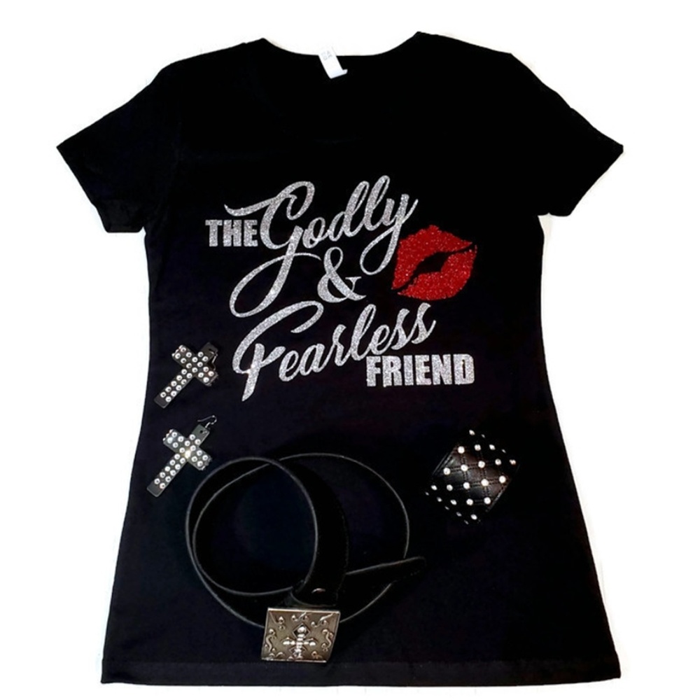 The Godly & Fearless Friend Black Tee. - Picture 3 of 7